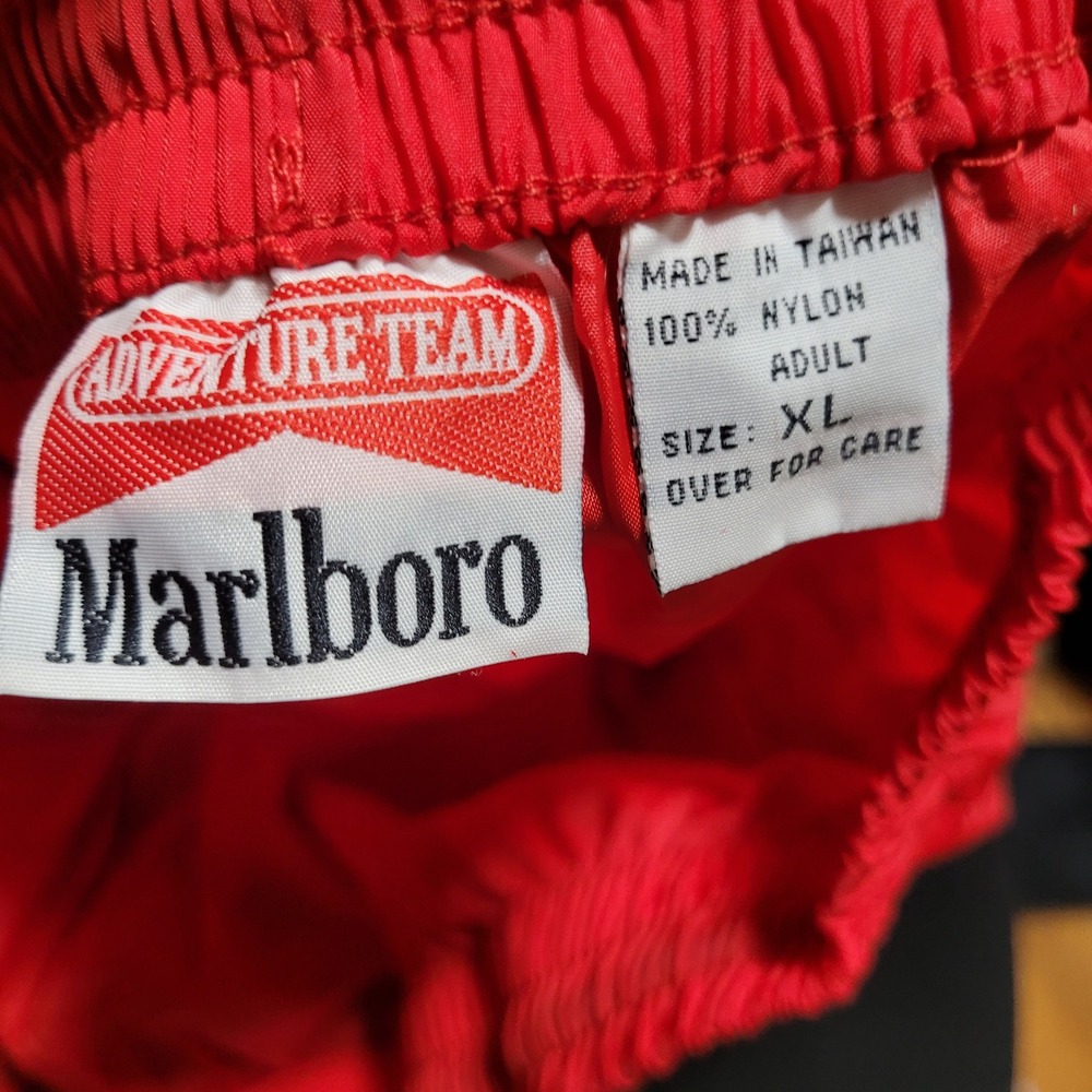 Marlboro Adventure Team Nylon Track Pants Adult XL Red Vintage Windbreaker